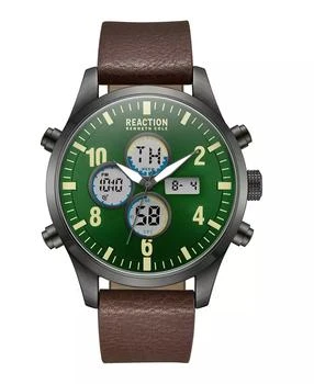 Kenneth Cole | Men's Ana-digi Brown Synthetic Leather Strap Watch, 46mm,商家Macy's,价格¥531