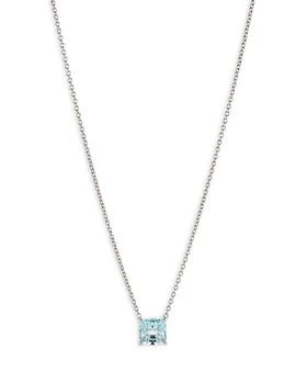 推荐Modern Love Blue Cubic Zirconia Square Pendant Necklace, 16"-18"商品