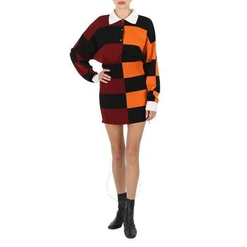 推荐Ladies Stripe Polo Size Zip Mini Dress in Bright Orange商品