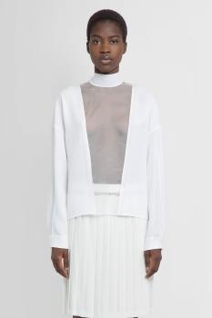 推荐MIU MIU 女士白色围巾式衣领镂空细节长袖衬衫 MT1797-S2Y-F0009商品