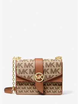 crossbody bag, Michael Kors | Greenwich Small Logo Jacquard and Leather Crossbody Bag商品图片 5折