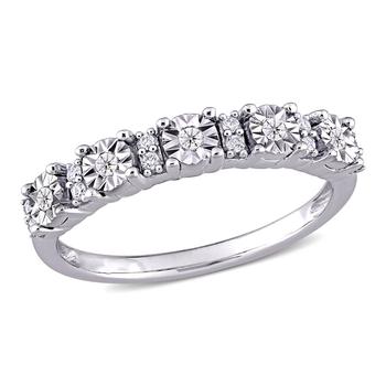 商品Amour 10k White Gold 1/10 CT TDW Diamond Eternity Ring图片