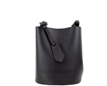 推荐Burberry Lorne Small Black Pebbled Leather Bucket Crossbody Handbag Purse商品