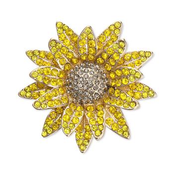 商品Gold-Tone Pavé Sunflower Pin, Created for Macy's图片