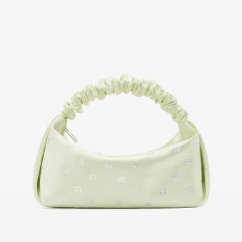 推荐Alexander Wang Mini Scrunchie Logo-Embellished Satin Bag商品