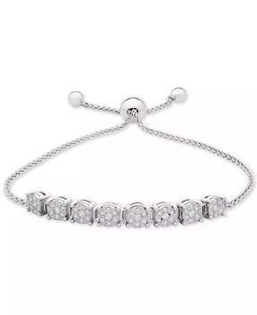 Macy's | Diamond Cluster Bolo Bracelet (1/5 ct. t.w.) in Sterling Silver,商家Macy's,价格¥613