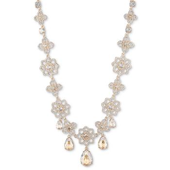 商品Gold-Tone Crystal Openwork Flower Statement Collar Necklace, 16" + 3" extender图片