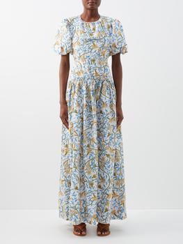 samba, Agua by Agua Bendita | Samba cutout floral-print cotton-poplin dress商品图片 