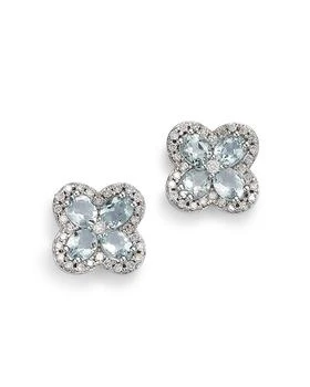 Bloomingdale's | Aquamarine & Diamond Clover Earrings in 14K White Gold,商家Bloomingdale's,价格¥11590