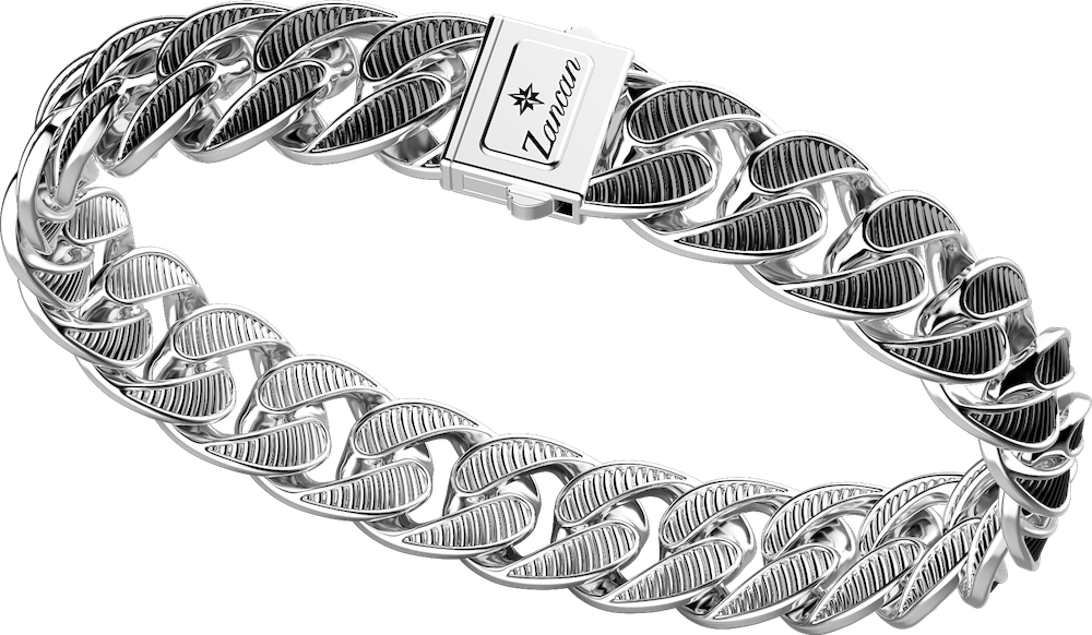商品Zancan | Silver curb chain bracelet, with black and white geometric texture.,商家Zancan Gioielli,价格¥5139图片