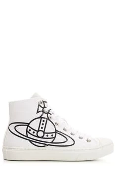 Vivienne Westwood | Vivienne Westwood Plimsoll Orb Printed High-Top Sneakers,商家Cettire,价格¥1484