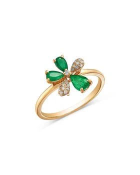 Bloomingdale's Fine Collection | Emerald & Diamond Flower Ring in 14K Yellow Gold,商家Bloomingdale's,价格¥5665