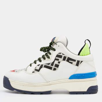 [二手商品] Fendi | Fendi Multicolor Leather And Mesh FF Chunky Lace Up Sneakers Size 39商品图片,