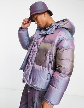 商品Armani Exchange reversible puffer coat in purple图片