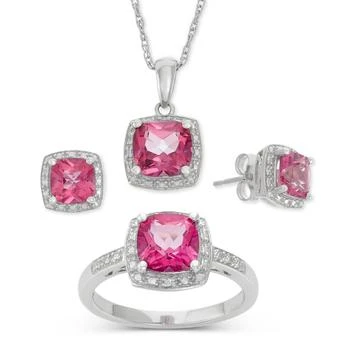 Macy's | Pink Topaz (6-1/5 ct. t.w.) and Diamond Accent Jewelry Set in Sterling Silver,商家Macy's,价格¥966
