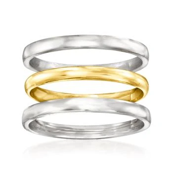 RS Pure | RS Pure by Ross-Simons Sterling Silver and 14kt Yellow Gold Jewelry Set: 3 Rings,商家Premium Outlets,价格¥1057