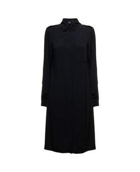 时尚pinko连衣裙女装, PINKO | Alicia Black Crepe De Chine Dress Pinko Woman商品图片 8.2折