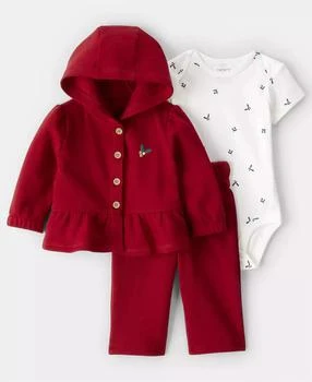 Carter's | Baby Girls 3-Piece Day Dream Fleece Cardigan, Bodysuit and Pants Set,商家Macy's,价格¥100
