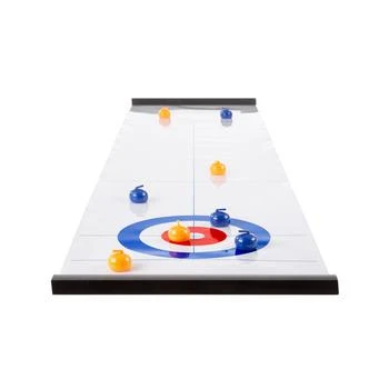 Trademark Global | Hey Play Tabletop Curling Game - Portable Indoor Desktop Roll Up Magnetic Competition Board Game With Eight Stones 5.6折