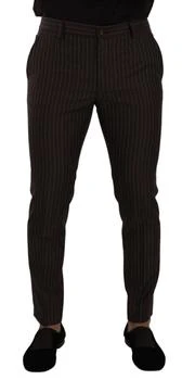 Dolce & Gabbana | Dolce & Gabbana Brown Striped Wool Formal Trouser Dress Pants,商家SEYMAYKA,价格¥2833