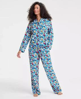 Disney | Macy's | Women's Mickey Mouse & Minnie Mouse Parade Balloon Flannel Pajamas Set, Macy's Exclusive,商家Macy's,价格¥420