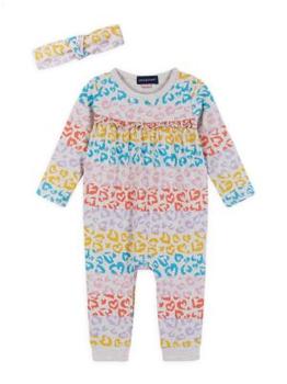 Andy & Evan | Baby Girl's Multicolor Leopard Print Coverall & Headband Set商品图片,5.6折