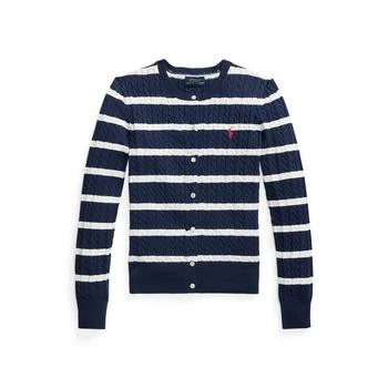 Ralph Lauren | Big Girls Striped Mini-Cable Cotton Cardigan Sweater,商家Macy's,价格¥379