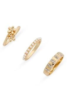 Nordstrom | Set of 3 Floral & Faux Pearl Rings,商家Nordstrom Rack,价格¥72