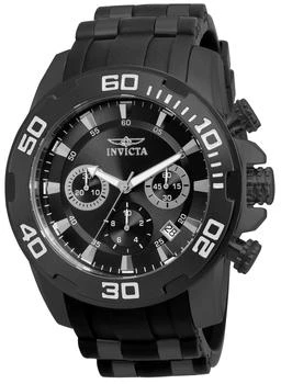推荐Invicta 22338 Men's Pro Diver Chronograph Black IP Steel & Silicone Strap Black Dial Quartz Watch商品