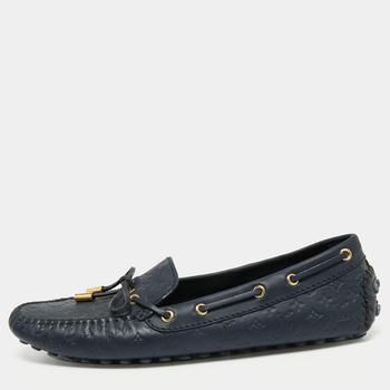 lv女鞋, [二手商品] Louis Vuitton | Louis Vuitton Navy Blue Monogram Empreinte Leather Gloria Loafers Size 38.5商品图片 8.7折, 满1件减$100, 满减
