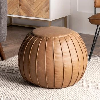 nuLOOM | nuLOOM Faux Leather Round Filled Ottoman Pouf,商家Premium Outlets,价格¥598