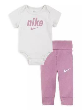 推荐Baby Girl's 2-Piece Nike Bodysuit & Foldover Ribbed Joggers Set商品