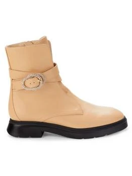 推荐Crystal Buckle Leather Ankle Boots商品