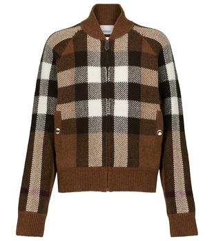 推荐Vintage Check wool-blend bomber jacket商品