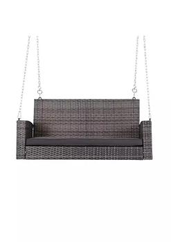 商品Outsunny | 2 Person Wicker Hanging Porch Swing Bench Outdoor Chair with Cushions Grey,商家Belk,价格¥1681图片