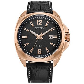 Citizen | Eco-Drive Men's Sport Luxury Black Leather Strap Watch 42mm商品图片,6.4折