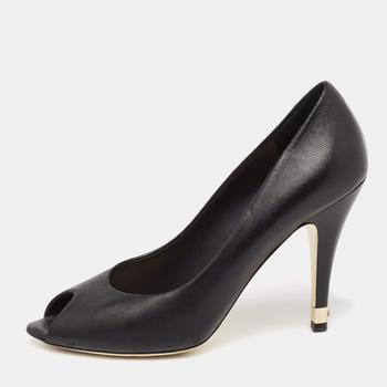 香奈儿鞋是什么牌子, [二手商品] Chanel | Chanel Black Leather CC Peep-Toe Pumps Size 40.5商品图片 9.3折, 满1件减$100, 满减