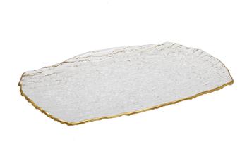 商品Classic Touch Decor | Glass Oblong Serving Tray with Gold Trim,商家Premium Outlets,价格¥343图片