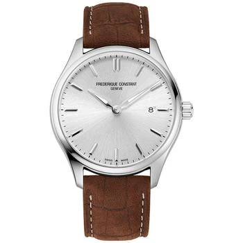 推荐Men's Swiss Classics Brown Leather Strap Watch 40mm商品