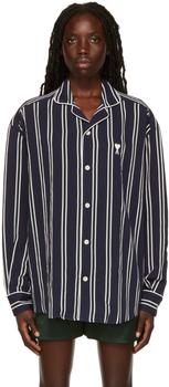 AMI | SSENSE Exclusive Navy Ami De Coeur Shirt商品图片,