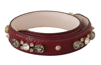 推荐Dolce & Gabbana Bordeaux Leather Crystals Bag Shoulder Strap商品