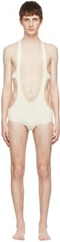 Rick Owens价格, Rick Owens | White Organic Cotton One-Piece Swimsuit商品图片 额外8.5折, 额外八五折