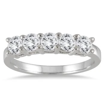 Monary | 1 Carat TW Five Stone Wedding Band in 14K White Gold,商家Premium Outlets,价格¥7749