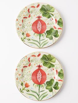 商品LA DOUBLE J | Set of two fruit-print porcelain dessert plates,商家MATCHES,价格¥1300图片