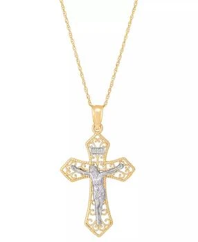 Macy's | Crucifix 18" Pendant Necklace in 14k Gold & 14k White Gold,商家Macy's,价格¥1951