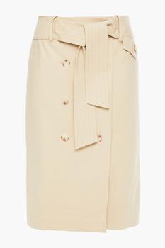 ba&sh | Week belted button-detailed stretch-cotton pencil skirt商品图片,3折