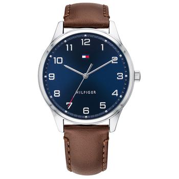 tommy hilfiger手表, Tommy Hilfiger | Men's Brown Leather Strap Watch 44mm, Created for Macy's商品图片 
