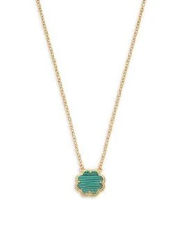 Sterling Forever | 14K Goldplated & Malachite Pendant Necklace 6折, 独家减免邮费