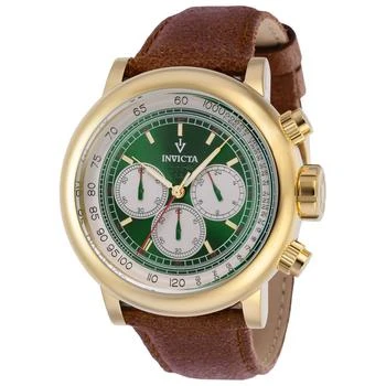 Invicta | Invicta Men's Chrono Watch - Vintage Green and Ivory Dial Brown Leather Strap | 37783,商家My Gift Stop,价格¥516