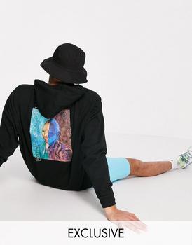 推荐Reclaimed Vintage oversized cotton hoodie with van gogh print in black - BLACK商品